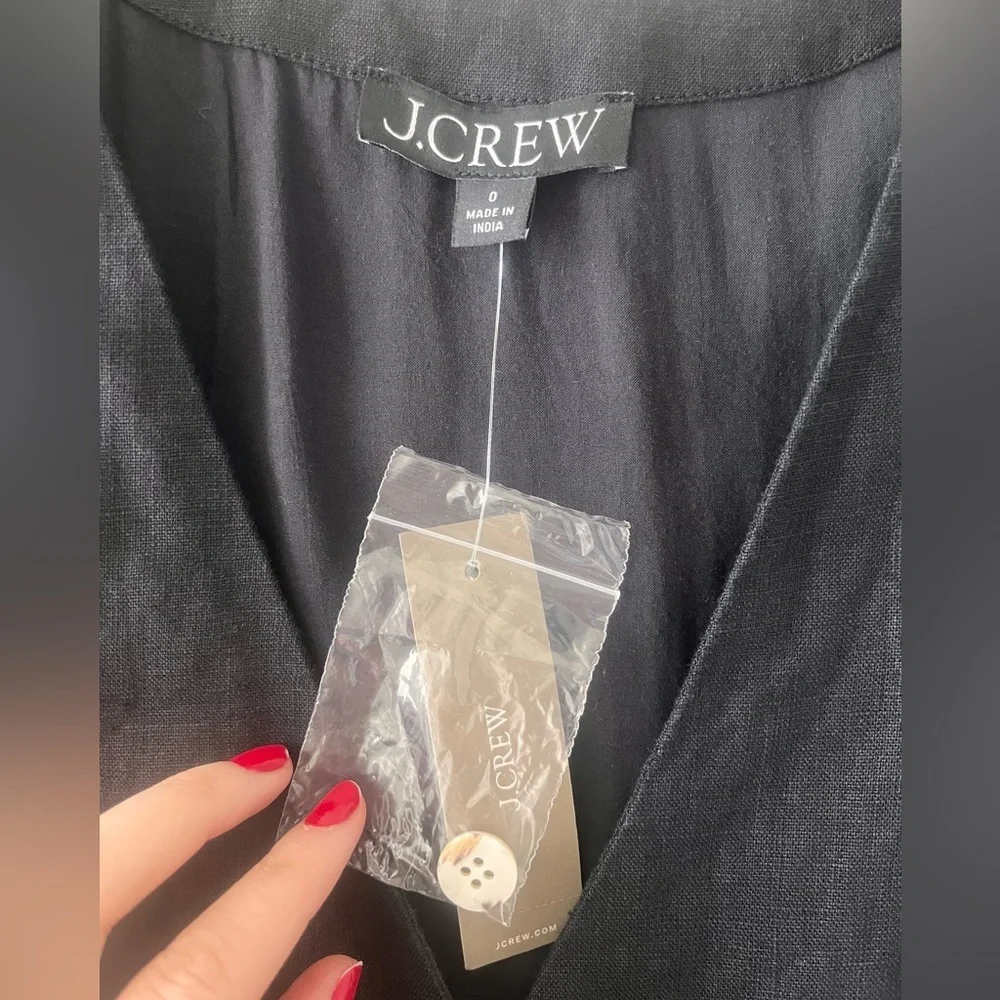 J. Crew Black Button Down Linen Vest NWT